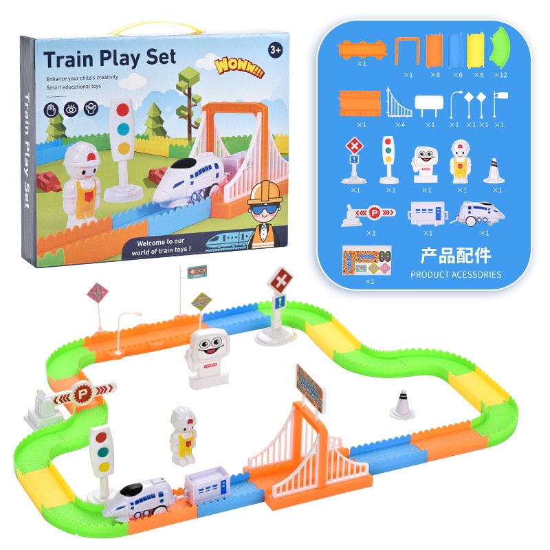 시뮬레이션 기차 놀이 세트 스마트 교육 완구 DIY 철도 자동차 기차 트랙 장난감